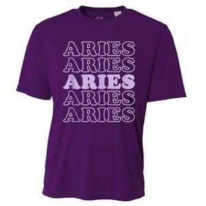 Retro Aries Zodiac Birthday Purple Lilac Lavender March Cute Cooling Performance Crew T-Shirt