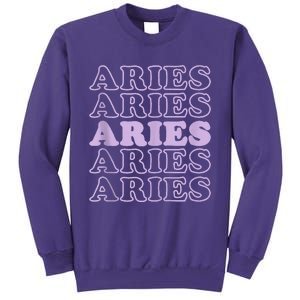 Retro Aries Zodiac Birthday Purple Lilac Lavender March Cute Sweatshirt