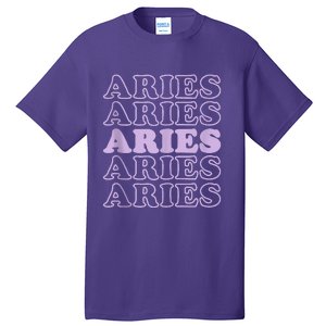 Retro Aries Zodiac Birthday Purple Lilac Lavender March Cute Tall T-Shirt