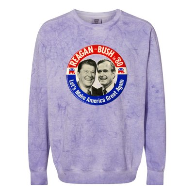 Reagan Bush 1980 Let's Make America Great Again Colorblast Crewneck Sweatshirt