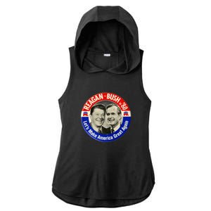 Reagan Bush 1980 Let's Make America Great Again Ladies PosiCharge Tri-Blend Wicking Draft Hoodie Tank