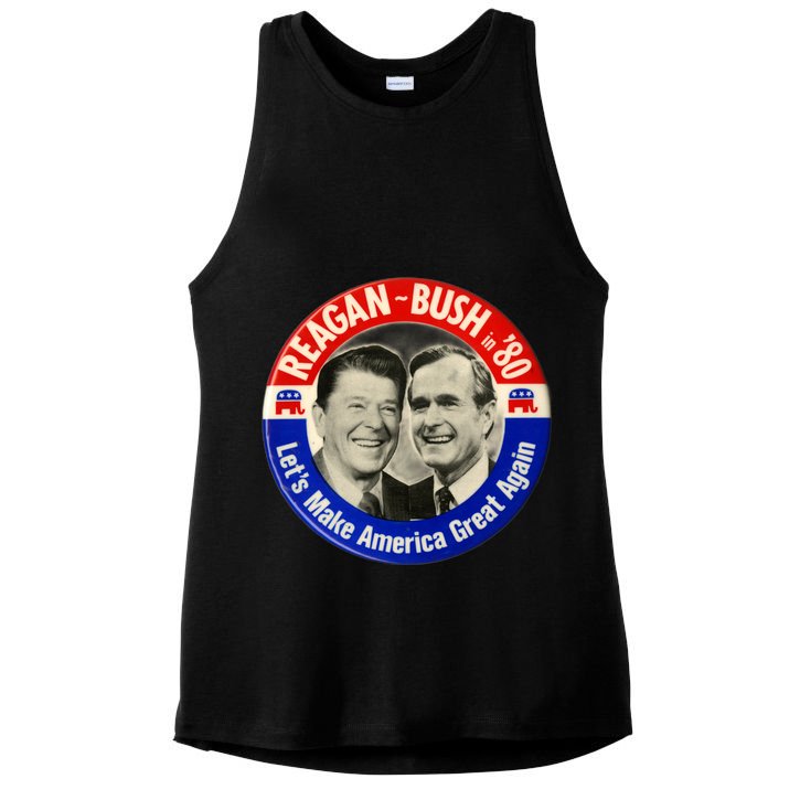 Reagan Bush 1980 Let's Make America Great Again Ladies PosiCharge Tri-Blend Wicking Tank