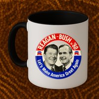 Reagan Bush 1980 Let's Make America Great Again Mug