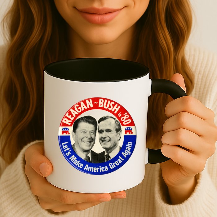 Reagan Bush 1980 Let's Make America Great Again Mug