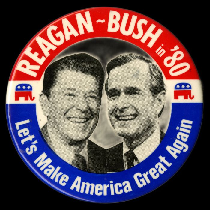 Reagan Bush 1980 Let's Make America Great Again Mug