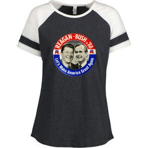 Reagan Bush 1980 Let's Make America Great Again Enza Ladies Jersey Colorblock Tee