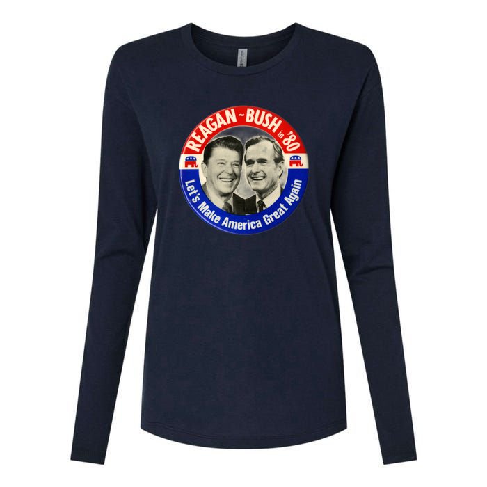 Reagan Bush 1980 Let's Make America Great Again Womens Cotton Relaxed Long Sleeve T-Shirt