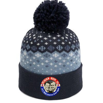 Reagan Bush 1980 Let's Make America Great Again The Baniff Cuffed Pom Beanie