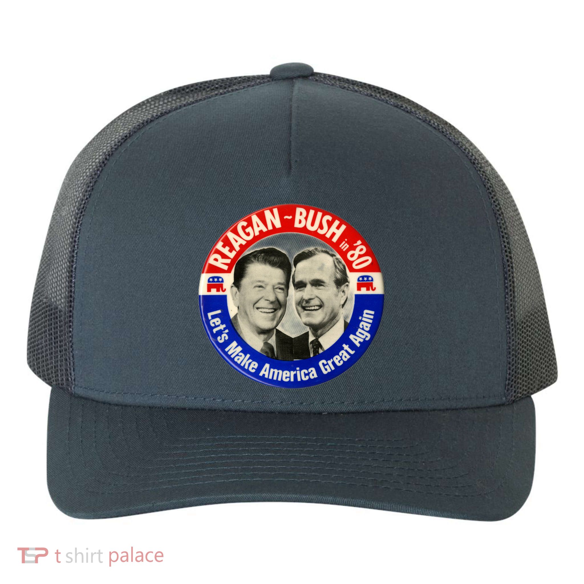 Reagan Bush 1980 Let's Make America Great Again Yupoong Adult 5-Panel Trucker Hat