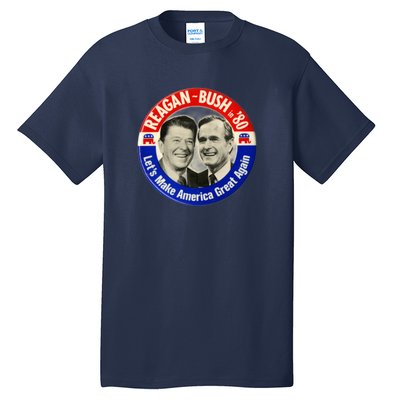 Reagan Bush 1980 Let's Make America Great Again Tall T-Shirt