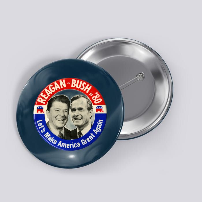 Reagan Bush 1980 Let's Make America Great Again Button