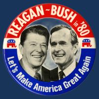 Reagan Bush 1980 Let's Make America Great Again Button