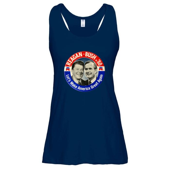 Reagan Bush 1980 Let's Make America Great Again Ladies Essential Flowy Tank