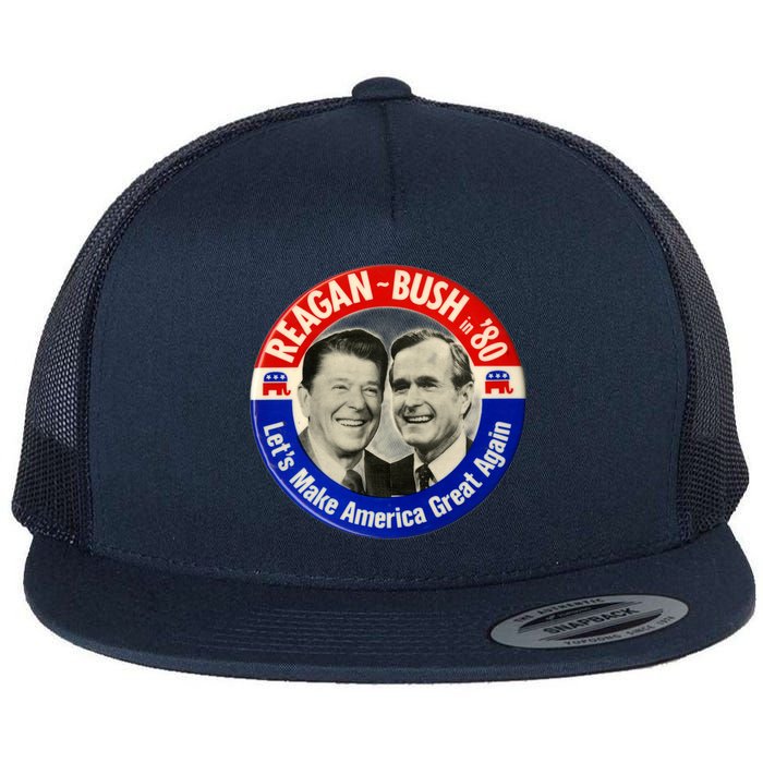 Reagan Bush 1980 Let's Make America Great Again Flatbill Hat