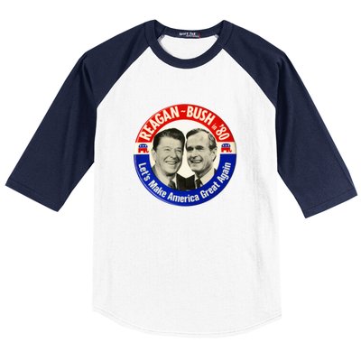 Reagan Bush 1980 Let's Make America Great Again Baseball Sleeve Shirt