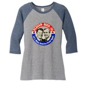 Reagan Bush 1980 Let's Make America Great Again Women's Tri-Blend 3/4-Sleeve Raglan Shirt