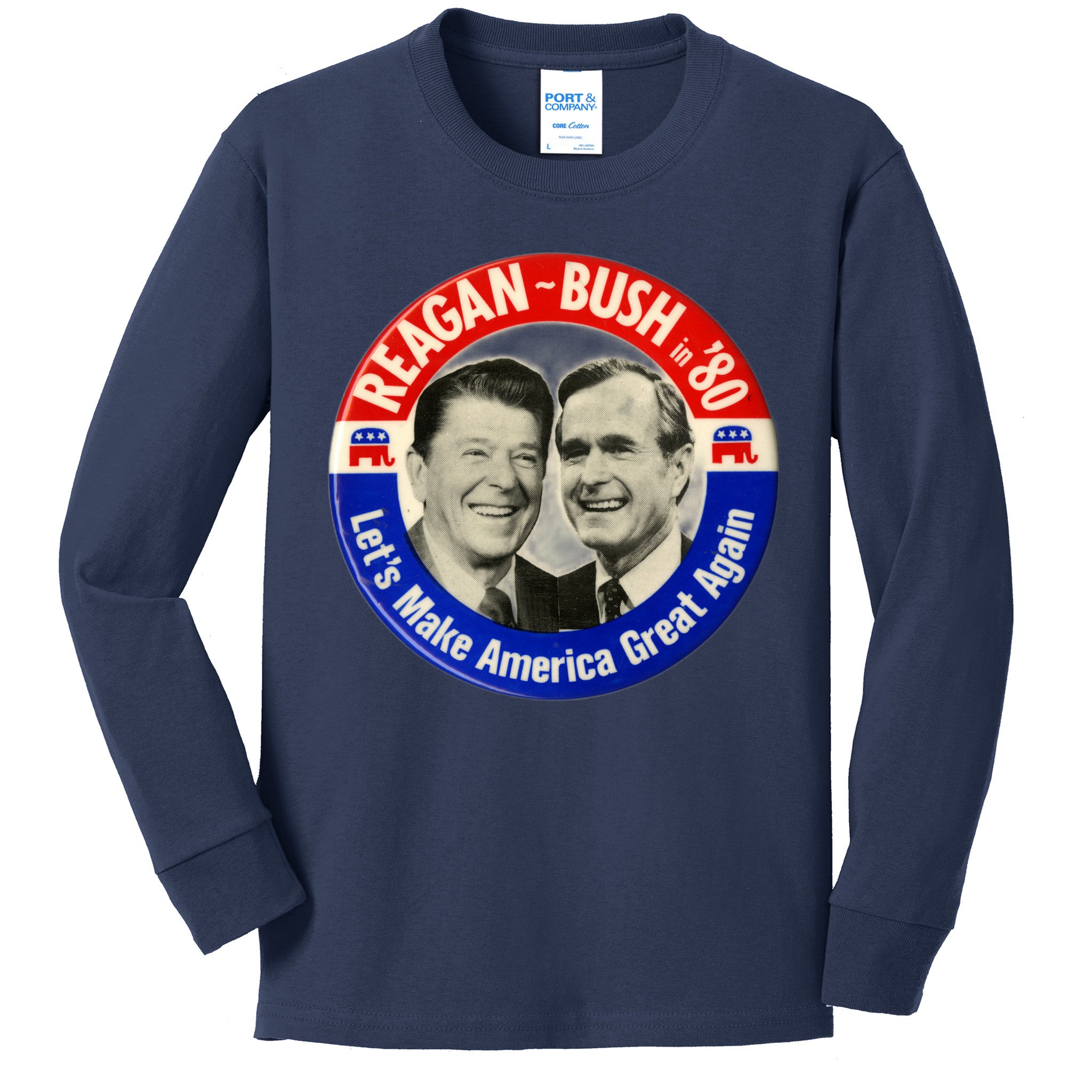 Reagan Bush 1980 Let's Make America Great Again Kids Long Sleeve Shirt