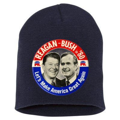 Reagan Bush 1980 Let's Make America Great Again Short Acrylic Beanie