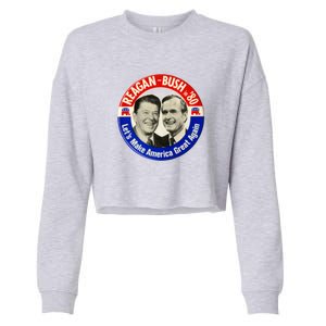 Reagan Bush 1980 Let's Make America Great Again Cropped Pullover Crew