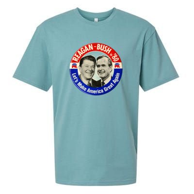 Reagan Bush 1980 Let's Make America Great Again Sueded Cloud Jersey T-Shirt