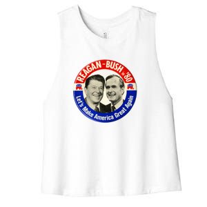 Reagan Bush 1980 Let's Make America Great Again Women's Racerback Cropped Tank