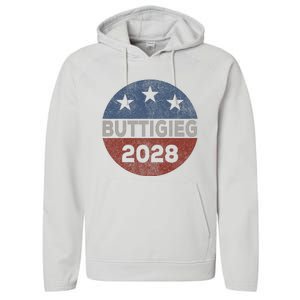 Retro Buddigieg 2028 Pete Buttigieg For President 2028 Performance Fleece Hoodie