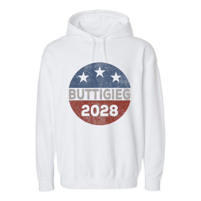 Retro Buddigieg 2028 Pete Buttigieg For President 2028 Garment-Dyed Fleece Hoodie