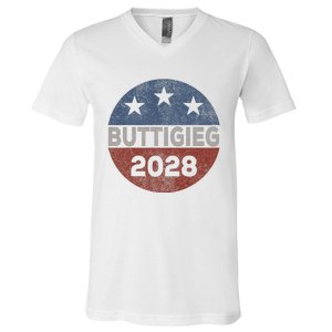 Retro Buddigieg 2028 Pete Buttigieg For President 2028 V-Neck T-Shirt