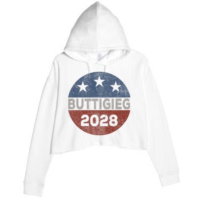Retro Buddigieg 2028 Pete Buttigieg For President 2028 Crop Fleece Hoodie
