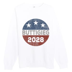 Retro Buddigieg 2028 Pete Buttigieg For President 2028 Premium Crewneck Sweatshirt