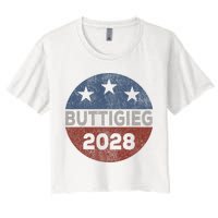 Retro Buddigieg 2028 Pete Buttigieg For President 2028 Women's Crop Top Tee