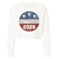 Retro Buddigieg 2028 Pete Buttigieg For President 2028 Cropped Pullover Crew