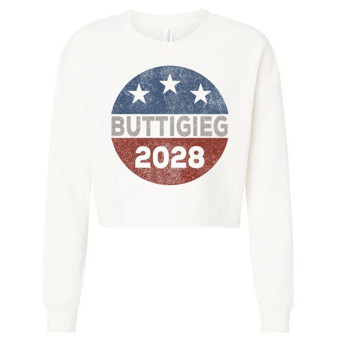 Retro Buddigieg 2028 Pete Buttigieg For President 2028 Cropped Pullover Crew