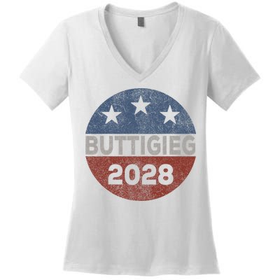 Retro Buddigieg 2028 Pete Buttigieg For President 2028 Women's V-Neck T-Shirt