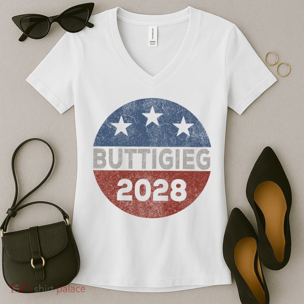 Retro Buddigieg 2028 Pete Buttigieg For President 2028 Women's V-Neck T-Shirt