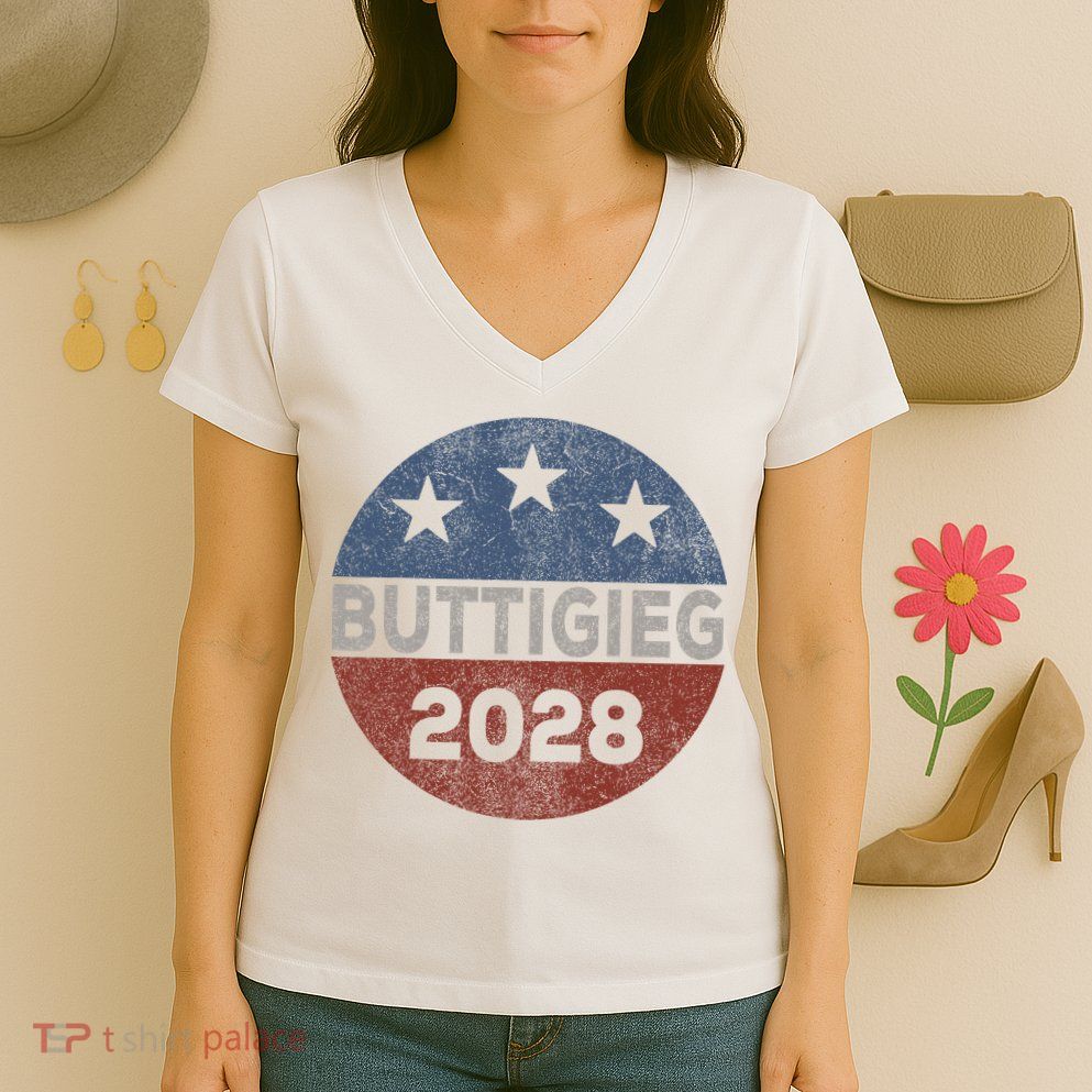Retro Buddigieg 2028 Pete Buttigieg For President 2028 Women's V-Neck T-Shirt