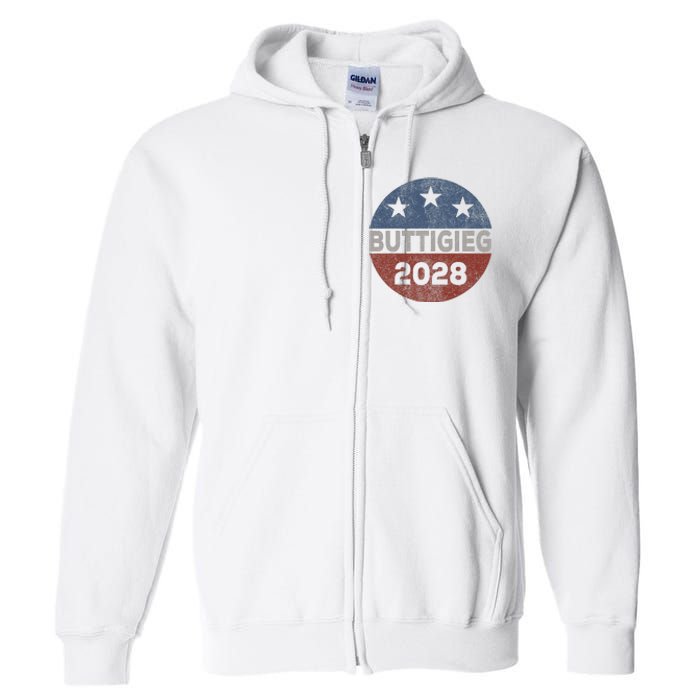 Retro Buddigieg 2028 Pete Buttigieg For President 2028 Full Zip Hoodie