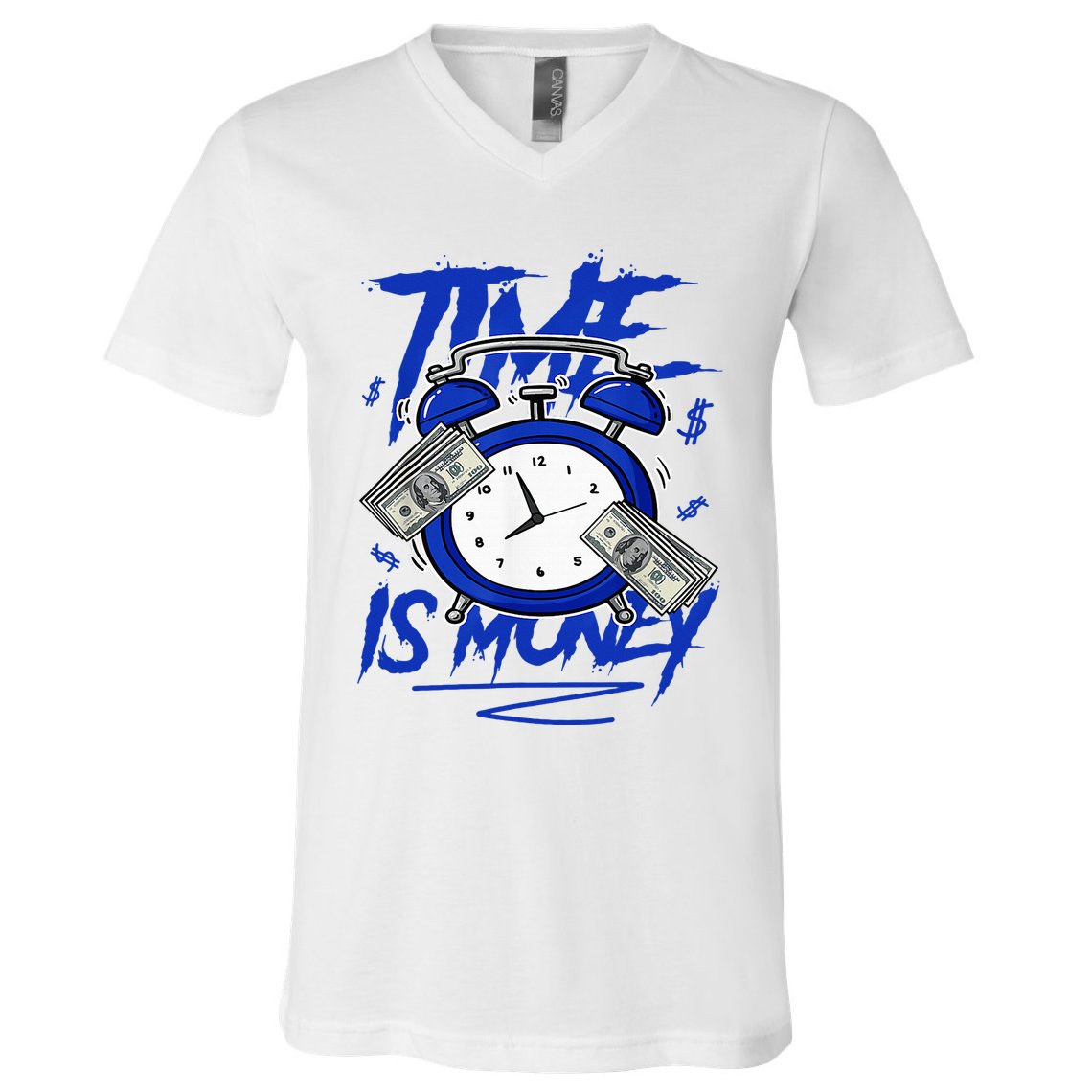 Racer Blue 5s To Match Time Is Money Shoes 5 Racer Blue V-Neck T-Shirt