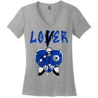 Racer Blue 5s Tee To Match Loser Lover Heart 5 Racer Blue Women's V-Neck T-Shirt