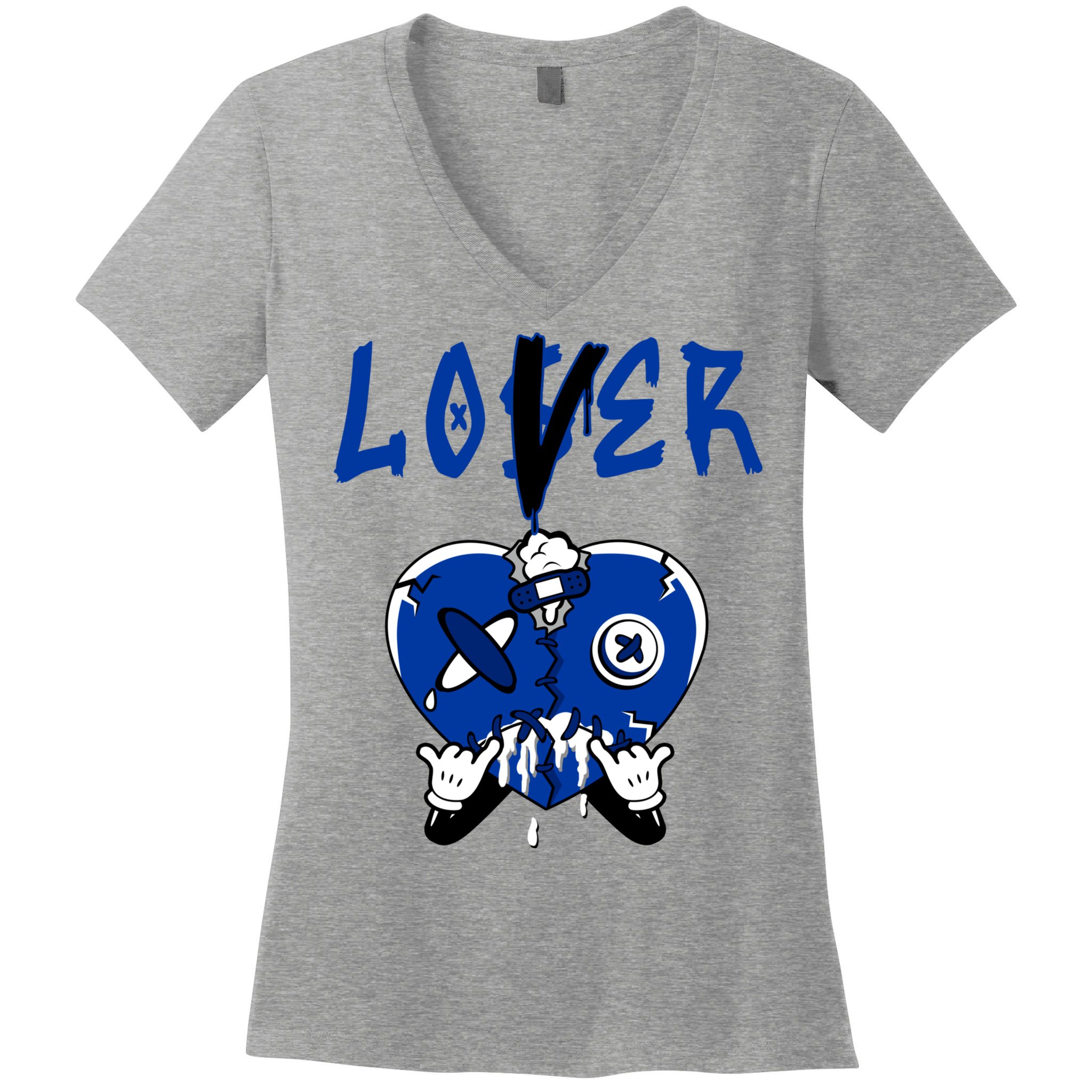 Racer Blue 5s Tee To Match Loser Lover Heart 5 Racer Blue Women's V-Neck T-Shirt