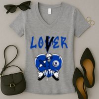 Racer Blue 5s Tee To Match Loser Lover Heart 5 Racer Blue Women's V-Neck T-Shirt