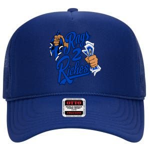 Racer Blue 5s Tee To Match Rag 2 Riches 5 Retro Racer Blue High Crown Mesh Back Trucker Hat