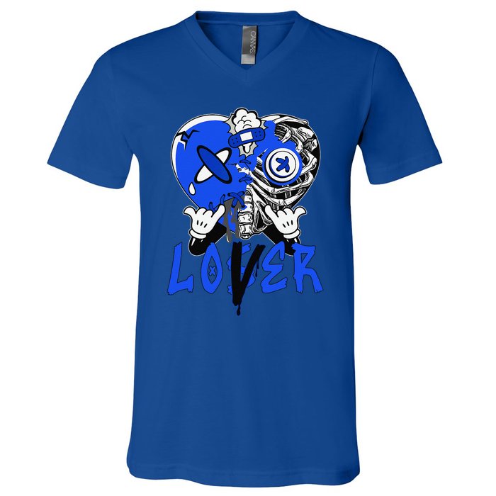 Racer Blue 5s Tee To Match Loser Lover Heart 5 Racer Blue V-Neck T-Shirt