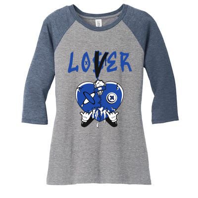 Racer Blue 5s Tee To Match Loser Lover Heart 5 Racer Blue Women's Tri-Blend 3/4-Sleeve Raglan Shirt