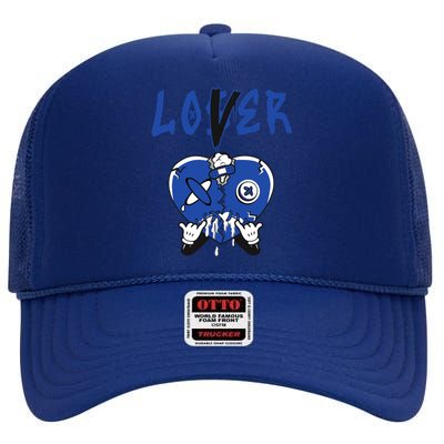 Racer Blue 5s Tee To Match Loser Lover Heart 5 Racer Blue High Crown Mesh Back Trucker Hat