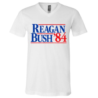Reagan Bush 84 Vintage Republican V-Neck T-Shirt