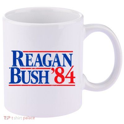 Reagan Bush 84 Vintage Republican 11oz C Handle Ceramic Mug