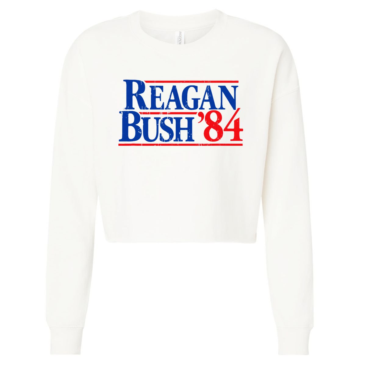 Reagan Bush 84 Vintage Republican Cropped Pullover Crew