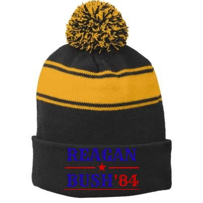 Reagan Bush 84 Stripe Pom Pom Beanie