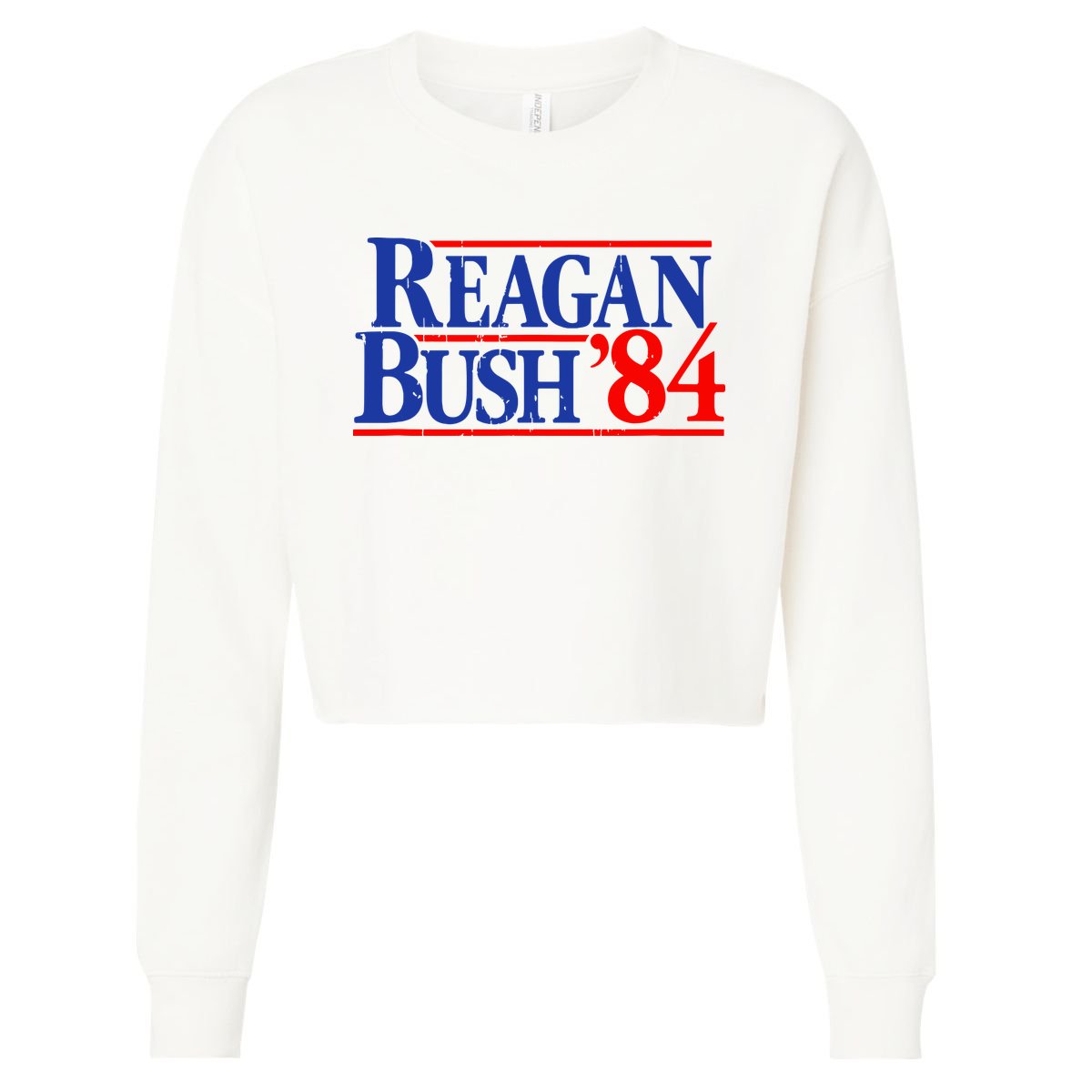Reagan Bush 84 Vintage Cropped Pullover Crew